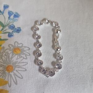 Avon Silver Bracelet with Clear Accents